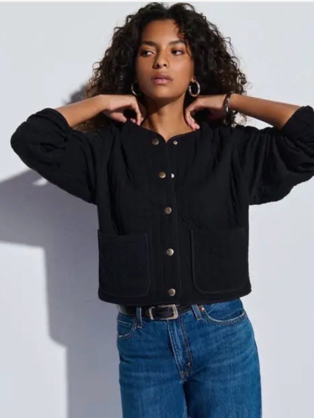 NATION LTD quilted otto jacket jet black XS preppy basic